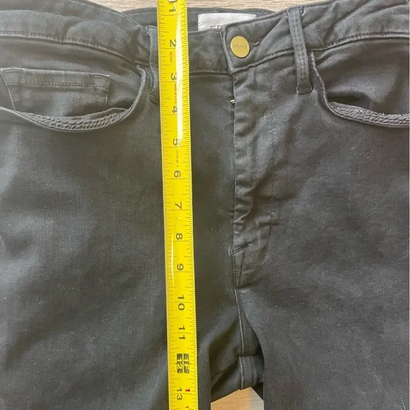Frame Jeans Le One Flare Larsen Black Organic Cotton Size 2 - Picture 9 of 10